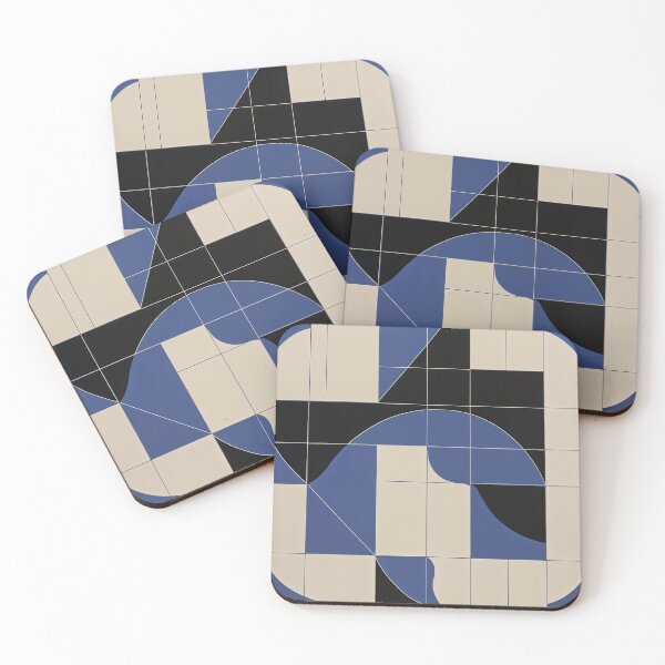 Item preview, Modernist Abstract Blue Beige Tile Pattern Design designed and sold by weirdfishes123.