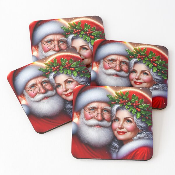 Artikelvorschau, Herr und Frau Claus – Zartes Weihnachtsporträt der Feiertagsliebe entworfen und verkauft von EmeraldeaDesign.