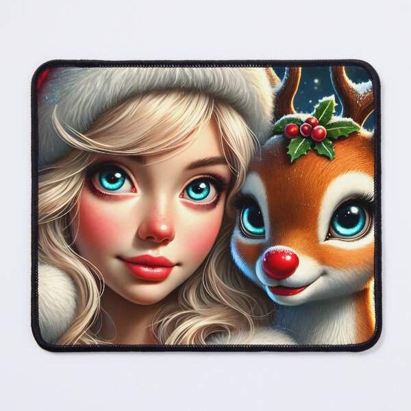 Item preview, Young Mrs Claus with Her Reindeer designed and sold by EmeraldeaDesign.