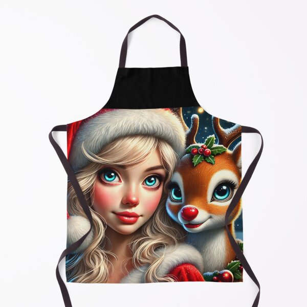 Item preview, Young Mrs Claus with Her Reindeer designed and sold by EmeraldeaDesign.