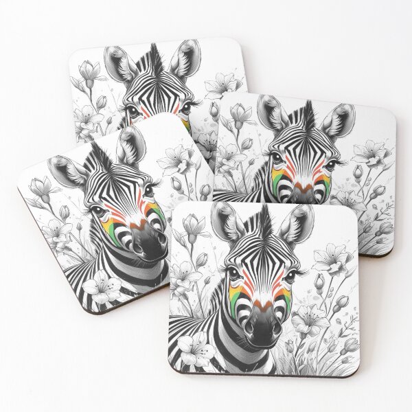 Item preview, Cute Long Eyelashes Zebra in Black and White and field of flowers 3 designed and sold by AlinaSCorner.
