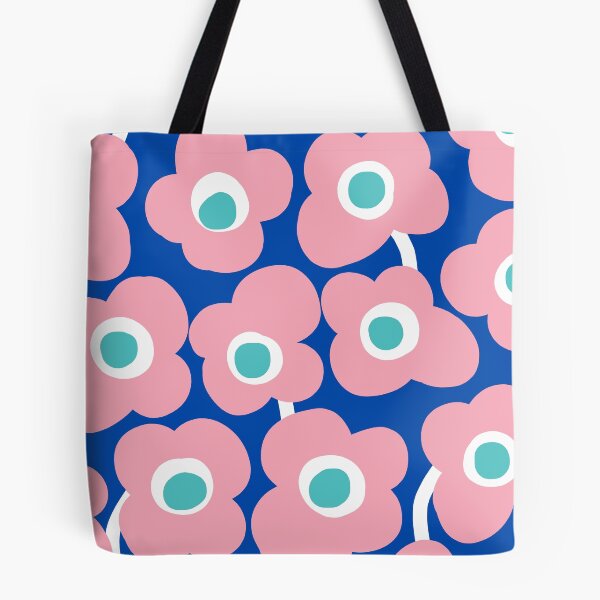 Item preview, Vibrant Retro Floral Pattern in Cobalt Blue, Pink and Turquoise designed and sold by Deutschic.