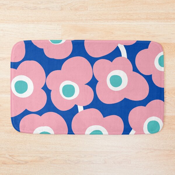 Item preview, Vibrant Retro Floral Pattern in Cobalt Blue, Pink and Turquoise designed and sold by Deutschic.