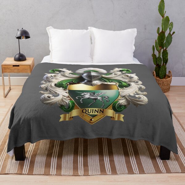 Item preview, Quinn Family Crest – Irish Green Shield with Gold Chief and Silver Pegasus designed and sold by Highlandkings.