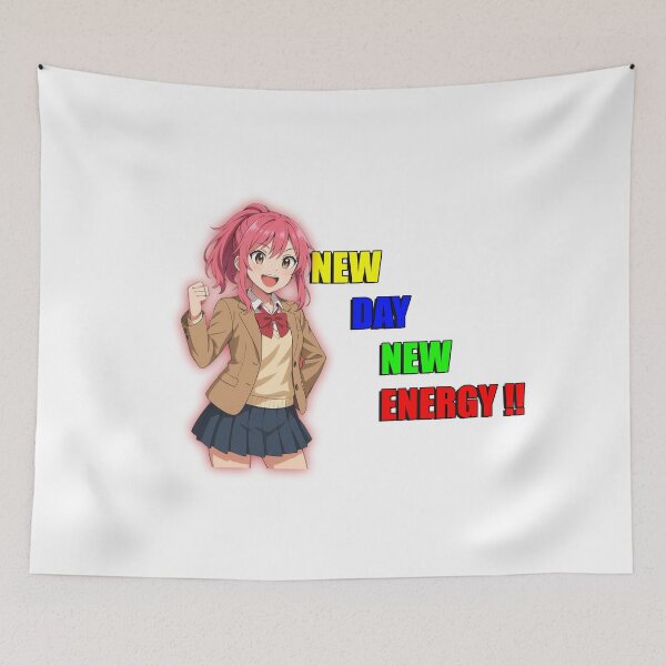 Item preview, New Day New Energy Anime Girl Art designed and sold by That One Gamer Otaku.