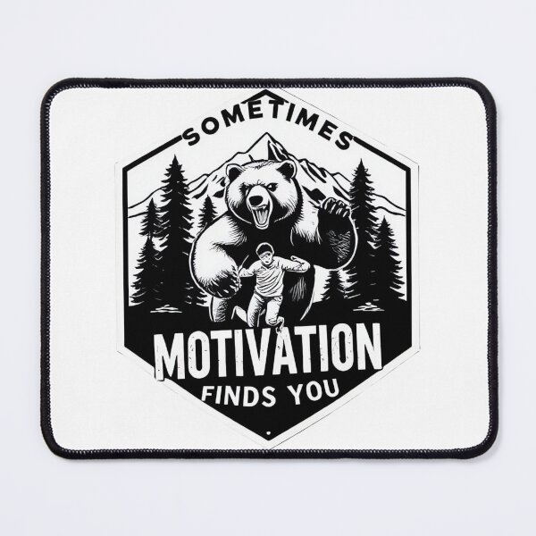 Item preview, Motivational Bear Chase – Wilderness Badge Design in White on Black designed and sold by ARTReMi.