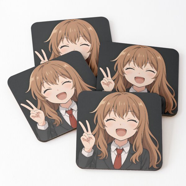 Item preview, Smiling Anime Business Girl Giving Peace Sign designed and sold by Amr Siam.