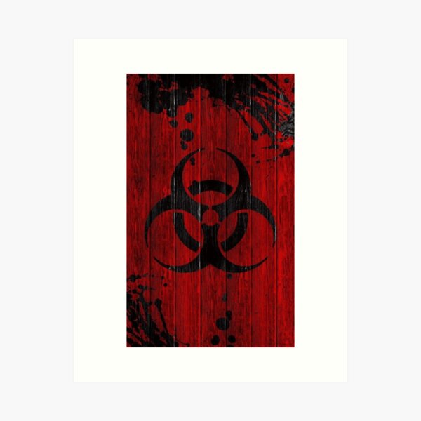 Item preview, Red Biohazard Symbol on Dark Wooden Background designed and sold by BestDetailer.