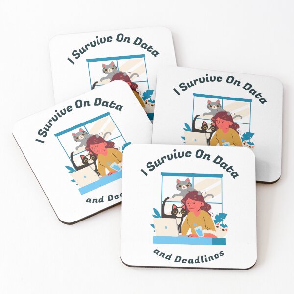 Item preview, I Survive On Data and Deadlines Funny Cat and Laptop Chaos designed and sold by The Sun Brings Light.