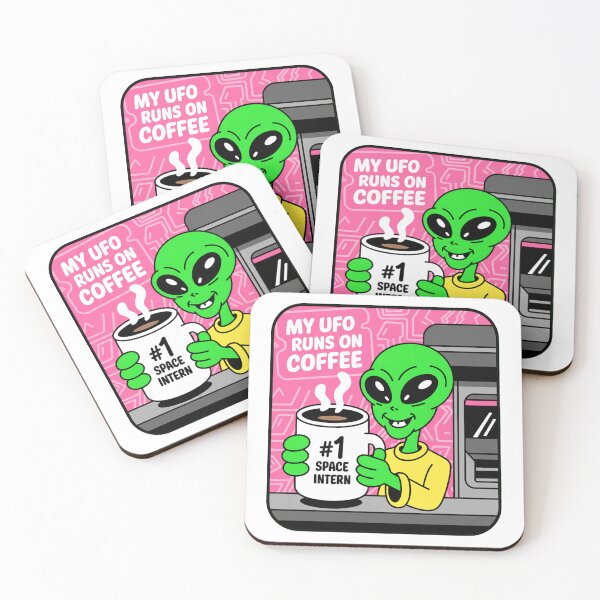 Item preview, Funny Cartoonish Style Alien UFO Coffee designed and sold by MonkiFlipp.