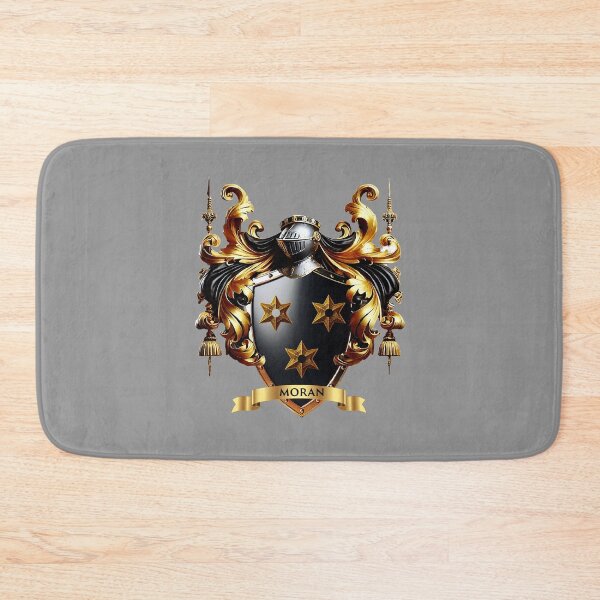 Item preview, Moran Family Crest – Irish Black Shield with Three Gold Stars designed and sold by Highlandkings.