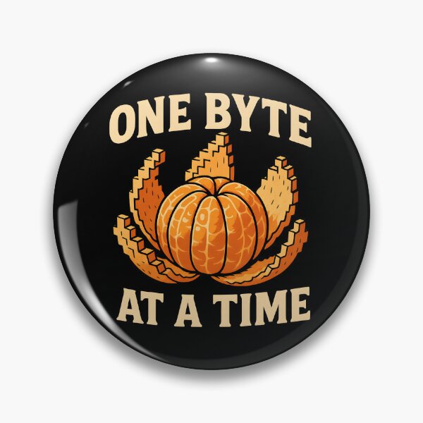 Item preview, One Byte at a Time – Funny Pixel Orange Tech Pun designed and sold by Sparlio.