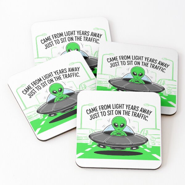 Item preview, Funny Cartoonish Style Alien UFO In Traffic Jam designed and sold by MonkiFlipp.
