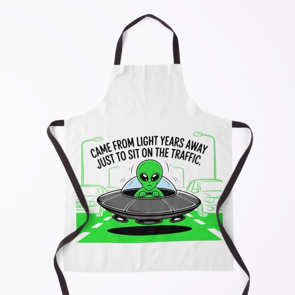 Item preview, Funny Cartoonish Style Alien UFO In Traffic Jam designed and sold by MonkiFlipp.