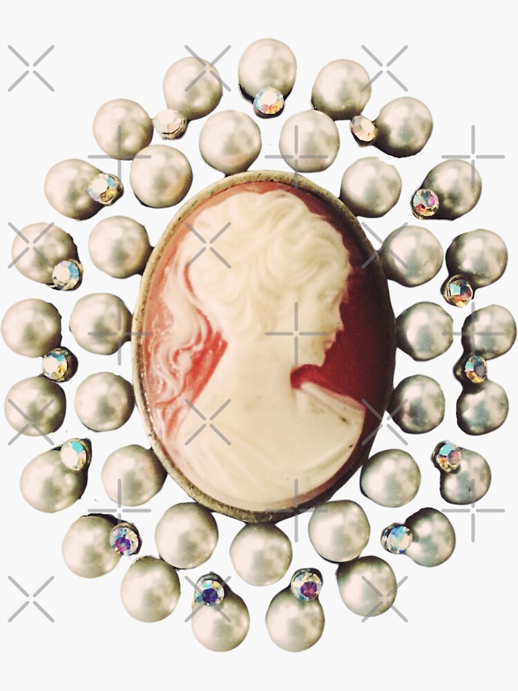 Thumbnail 3 of 3, Sticker, Classic Vintage Cameo - Art Photo - Jewelry Inspired Gift designed and sold by OneDayArt.