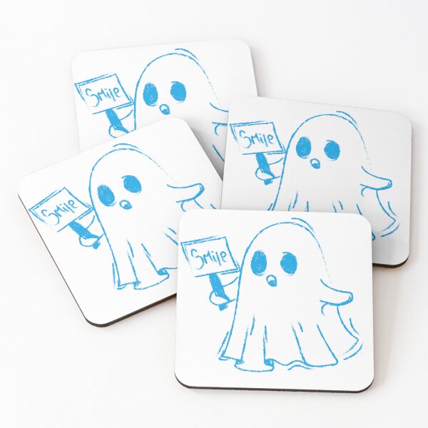 Item preview, Blue Ghost with “Smile” Sign designed and sold by Duh-Artes.