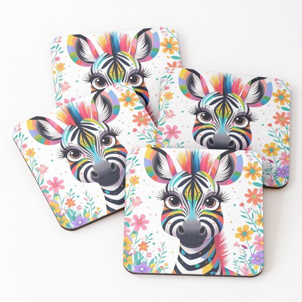 Item preview, Cute Long Eyelashes Zebra in Colors and field of flowers 5 designed and sold by AlinaSCorner.