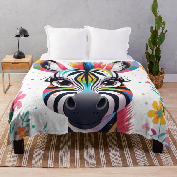 Item preview, Cute Long Eyelashes Zebra in Colors and field of flowers 5 designed and sold by AlinaSCorner.