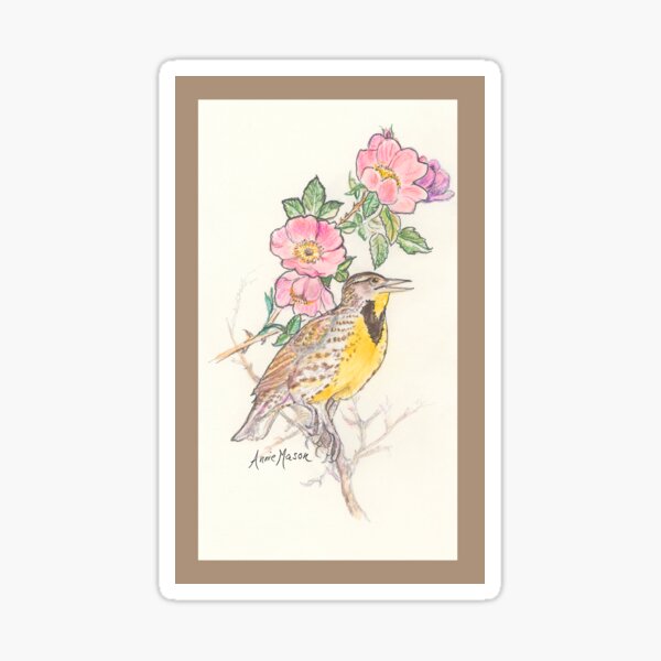 North Dakota - state bird and flower Sticker