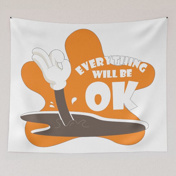 Item preview, Everything Will Be OK – Retro Cartoon Hand Positive Message designed and sold by SkillDesigner.