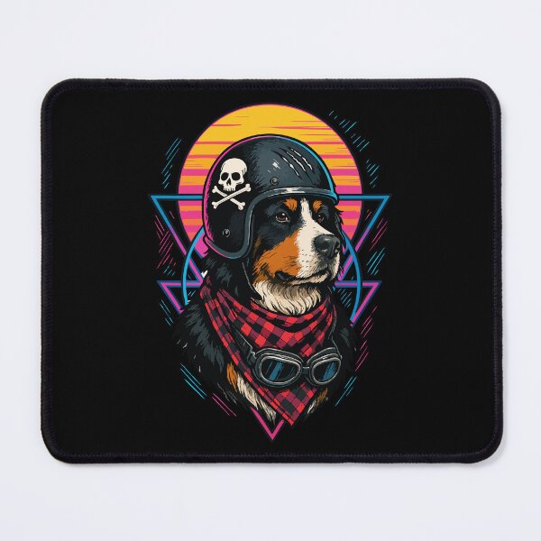 Item preview, Bernese Mountain Biker Dog Skull Helmet Retro designed and sold by TomFrontierArt.