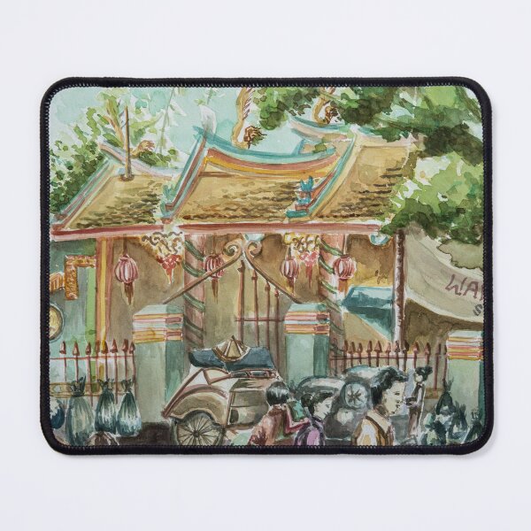 Item preview, Landscape Watercolor Painting - Morning Life in Chinatown designed and sold by dellanaradika.