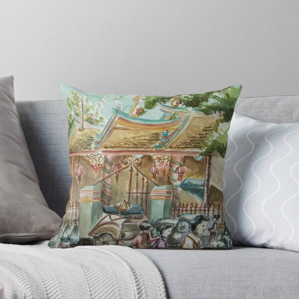 Item preview, Landscape Watercolor Painting - Morning Life in Chinatown designed and sold by dellanaradika.