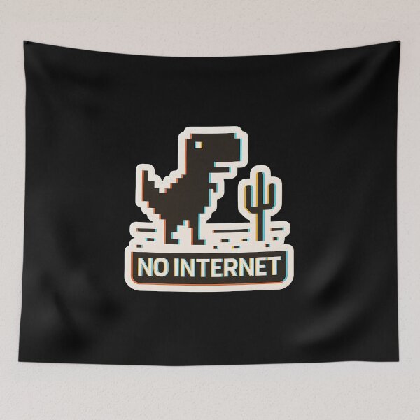 Item preview, No Internet Dino T-Shirt | 8-Bit Offline Glitch Retro Gaming designed and sold by MarCinu Art.