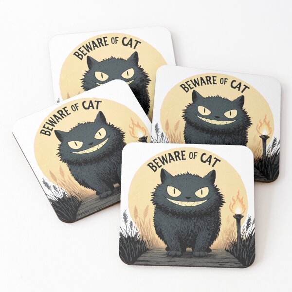 Item preview, Beware of Cat Funny Evil Grinning Black Cat  – Naughty Cute Cat  designed and sold by Digital WereWolf .