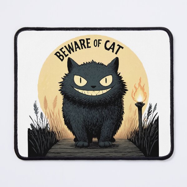 Item preview, Beware of Cat Funny Evil Grinning Black Cat – Naughty Cute Cat designed and sold by Digital WereWolf .