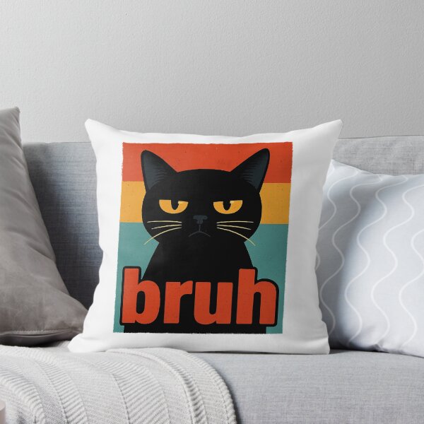 Item preview, Bruh Cat – Funny Grumpy Black Cat Retro Meme  designed and sold by The Junto Shop.