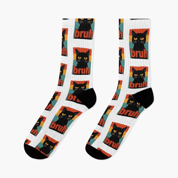 Item preview, Bruh Cat – Funny Grumpy Black Cat Retro Meme  designed and sold by The Junto Shop.