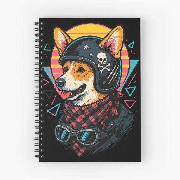 Item preview, Corgi Biker Dog Skull Helmet Retro designed and sold by TomFrontierArt.