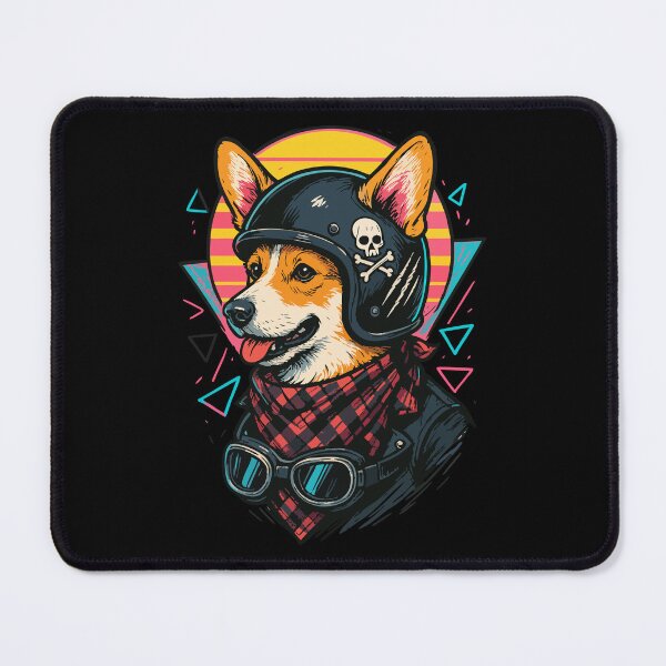 Item preview, Corgi Biker Dog Skull Helmet Retro designed and sold by TomFrontierArt.