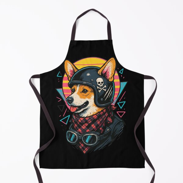 Item preview, Corgi Biker Dog Skull Helmet Retro designed and sold by TomFrontierArt.