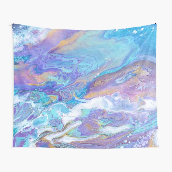 Inky Blue Abstract Art Tapestry