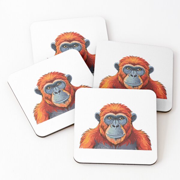 Item preview, Bornean orangutan (Pongo pygmaeus) Wild orangutan primate head face vector illustration, orangutan monkey ape designed and sold by Danler.