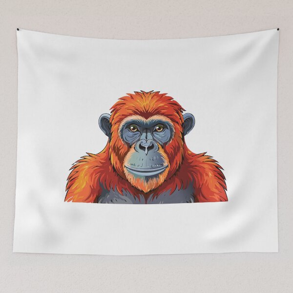 Item preview, Bornean orangutan (Pongo pygmaeus) Wild orangutan primate head face vector illustration, orangutan monkey ape designed and sold by Danler.