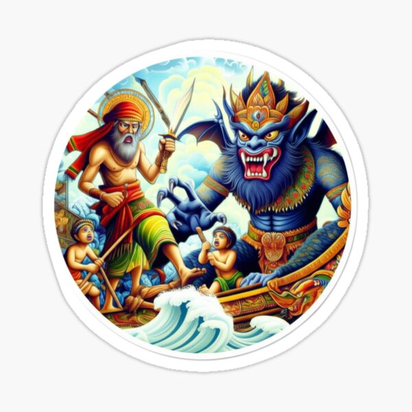 Item preview, Rama Battles Ravana Epic Art designed and sold by awalkoutsidetheuniverse.