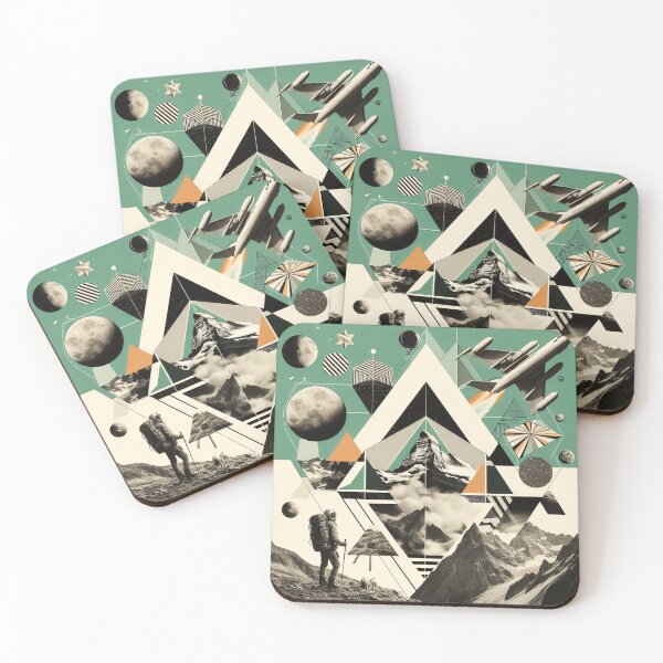 Item preview, Geometric Explorer in Space and Mountains Collage designed and sold by Dopamine Glitch.
