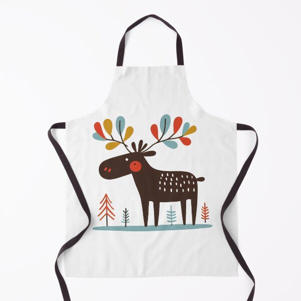 Item preview, Cute Christmas Moose with Colorful Antlers in Winter Forest by heidiannemorris © designed and sold by FOLK ART FUSION by heidiannemorris.