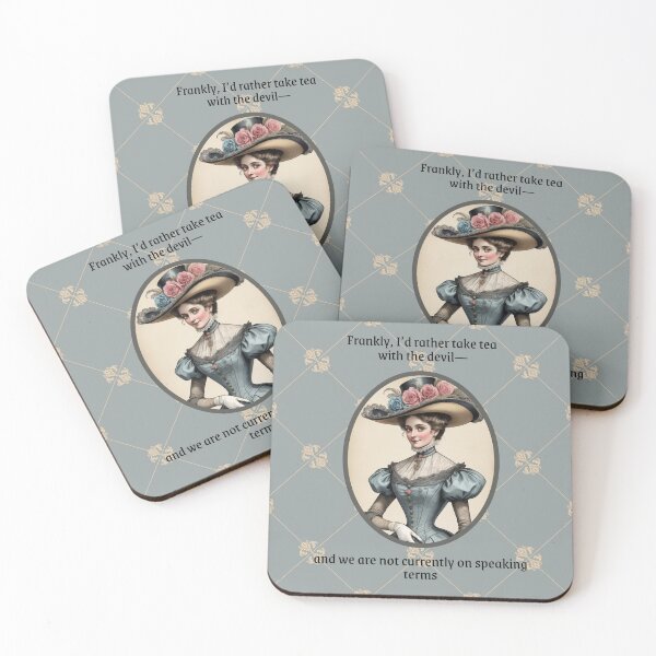 Item preview, Victorian Tea Humor – “I'd Rather Have Tea with the Devil” – Introvert Snark for Anti-Social Souls designed and sold by dreamparlor.