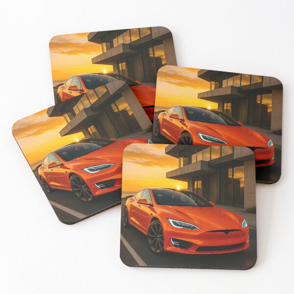 Item preview, Sleek Electric Sports Car Cruising By Ocean During Golden Hour designed and sold by RevUpDesign.