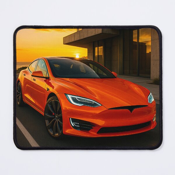 Item preview, Sleek Electric Sports Car Cruising By Ocean During Golden Hour designed and sold by RevUpDesign.
