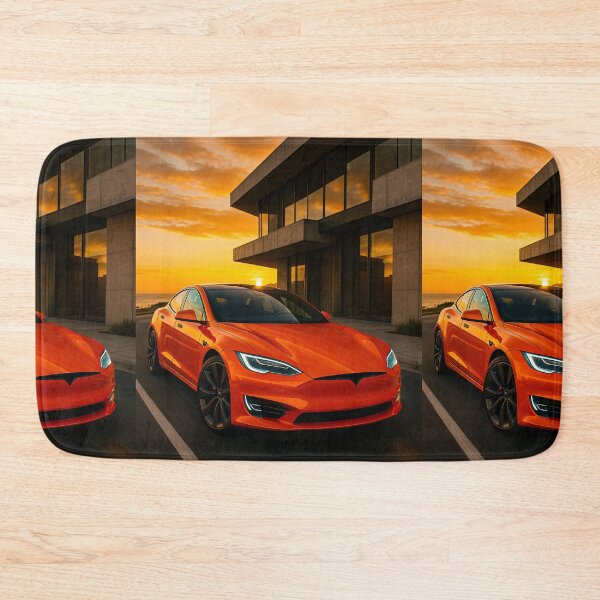 Item preview, Sleek Electric Sports Car Cruising By Ocean During Golden Hour designed and sold by RevUpDesign.