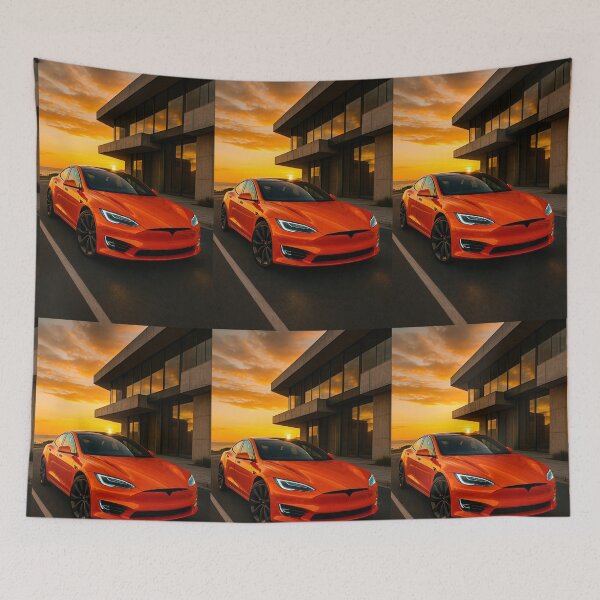 Item preview, Sleek Electric Sports Car Cruising By Ocean During Golden Hour designed and sold by RevUpDesign.