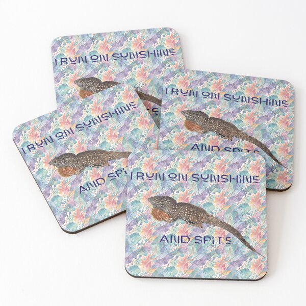 Item preview, I Run on Sunshine and Spite | Funny Lizard with Floral Abstract Pattern designed and sold by TheMysticNook.