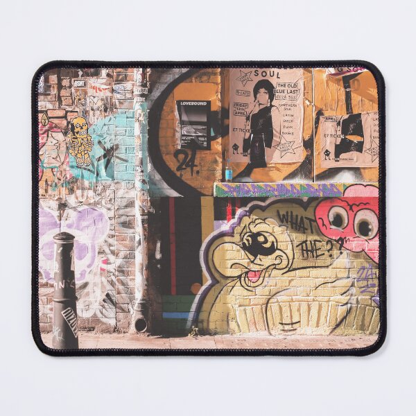 Item preview, London, England I Shoreditch's colorful brick wall with street art and creative design graffiti mural at sunrise light on a Londoner street with an industrial aesthetic urban ambience cityscape designed and sold by Julie Travel Photography.