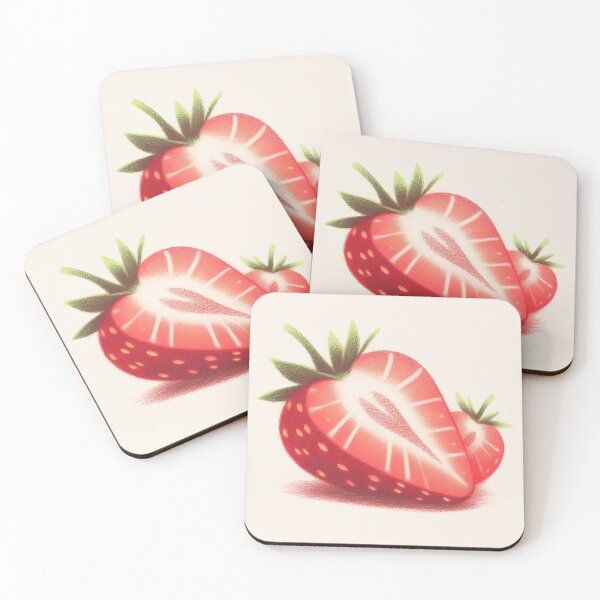 Item preview, Strawberry Halves - Heart - Fruits designed and sold by AmberRoseWrites.