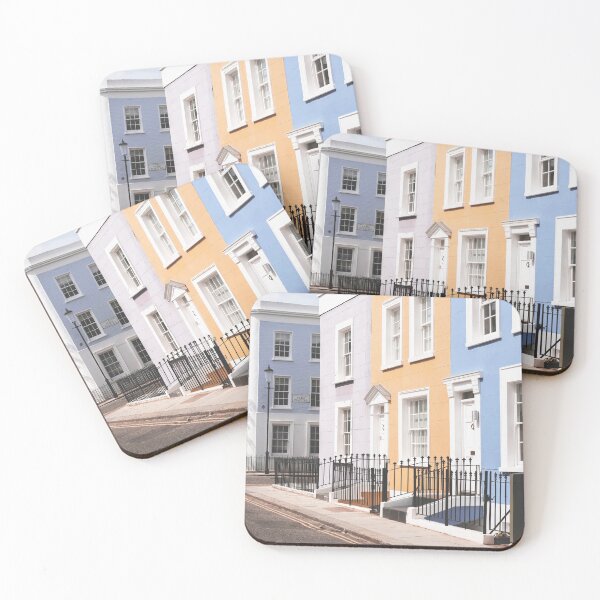 Item preview, London, England I Street in Notting Hill with colorful houses and pastel tones Londoner architecture and English facades emblematic of minimalist geometric urban Europe city photography landscape designed and sold by Julie Travel Photography.